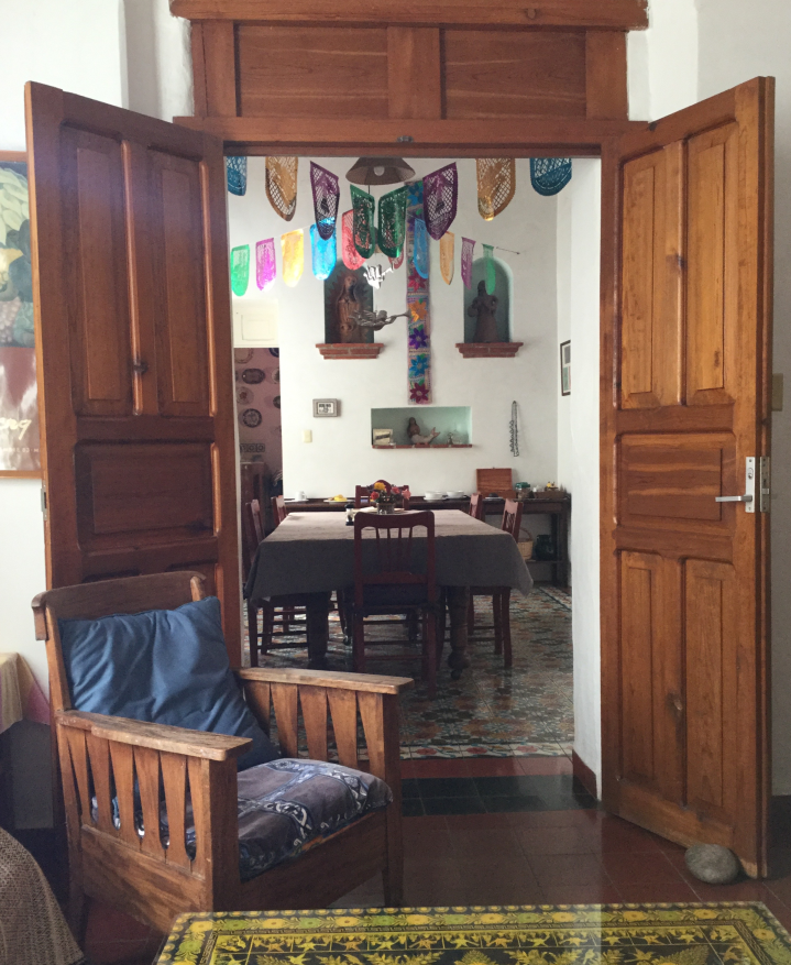 Open wooden doorway in a home